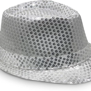 Gümüş Payetli Fötr Şapka Yetişkin Boy