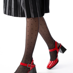 İNF-40450 Kırmızı Rugan Günlük Arkası Açık Topuklu Bayan Ayakkabı