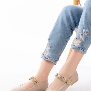 İNF-6363 Bej Baret Tokalı Günlük Bayan Ayakkabı