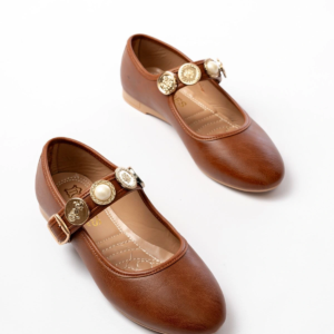 İNF-6363  Taba Baret Tokalı Günlük Bayan Ayakkabı