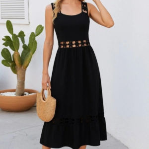 Kadın Askılı Dantel Detaylı Kiloş Janjan Krep Elbise