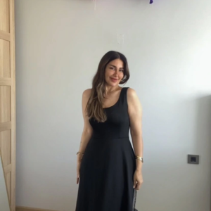 Kadın Askılı Kare Yaka Yırtmaçlı Midi Janjan Krep Elbise