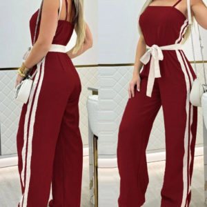 Kadın Ip Askılı Straplez Belden Kuşaklı Viskon Iki Iplik Tulum