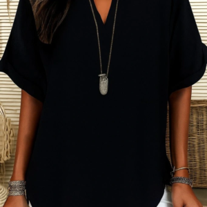 Kadın Kısa Kollu V Yakalı Aerobin Bluz