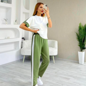 Kadın Modal Dokulu Kumaş Yanı şeritli Takım