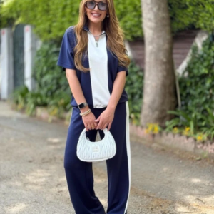 Kadın Modal Kumaş Yakası Fermuarlı şerit Detaylı Takım