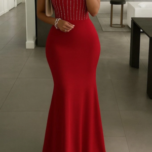 Kadın Omuz çoklu Askılı önü Taş Işlemeli Balık Kesim Janjan Krep Maxi Boy Elbise