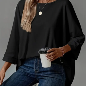 Kadın Truvakar Kollu Bisiklet Yaka Viskon Bluz