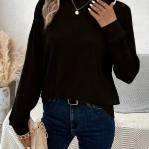 Kadın Uzun Kollu Bisiklet Yaka Viskon Bluz