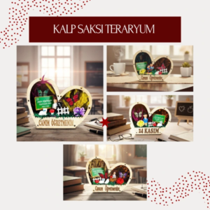 Kalp Saksı Teraryum - Öğretmenler Günü Hediyesi