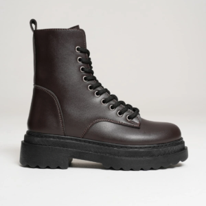 Karma Özel Tasarım Kışlık Acı Kahve Kalın Tabanlı Kadın Bot