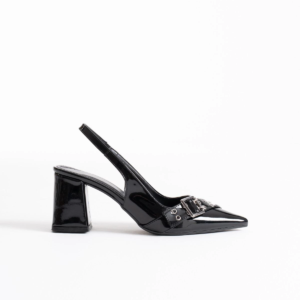 Keira Siyah Rugan Kadın Topuklu Ayakkabı