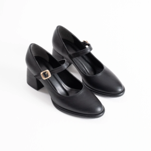 Kelly Siyah Cilt Kadın Topuklu Ayakkabı