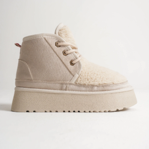 Loana Kadın Kürklü Bej Kışlık Kalın Tabanlı Bot