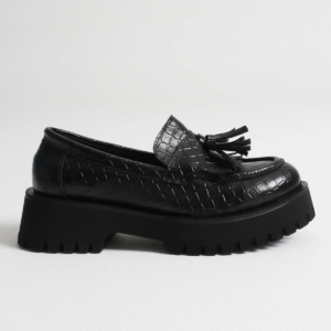 Mina Kadın Günlük Siyah Kroko Baskılı Loafer Ayakkabı