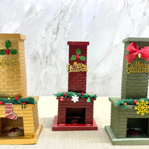 Noel Temalı Polyester Şömine Tütsülük