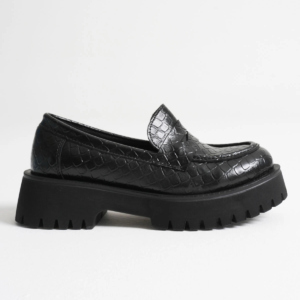 Noir Kadın Günlük Siyah Kroko Loafer Ayakkabı