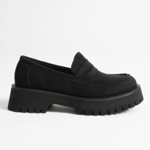 Noir Kadın Günlük Siyah Süet Loafer Ayakkabı