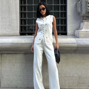 Paulo Gold Düğmeli Yelek Pantolon Takım 9976