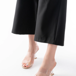 S-618 Bej Rugan Çift Bantlı Topuklu Kadın Terlik