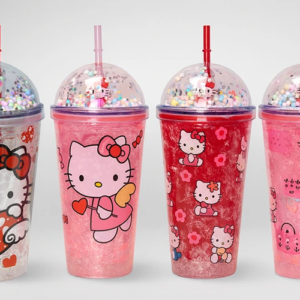 Sevimli Hello Kitty Pipetli Işıklı Boncuklu Suluk Bardak 400 ml