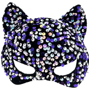 Siyah Kadife Mor Beyaz Pullu Parti Maskesi