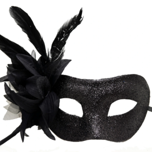 Siyah Metalize Tüylü Parti Maskesi