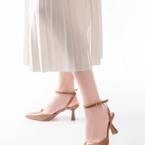 ST-004 Vizon Rugan Günlük 7 cm Topuklu Bayan Ayakkabı