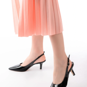 ST-1152 Siyah Rugan Günlük 7 cm Topuklu Kadın Ayakkabı