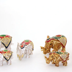 Swarovski Taşlı 3'lü Fil Figürü Model 4