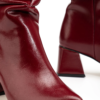 SYT-2002 Bordo Kırışık Rugan Körüklü Kalın Topuklu Günlük Bayan Çizme