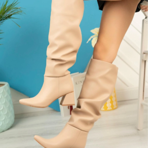 SYT-2002 Nut Körüklü Kalın Topuklu Günlük Bayan Çizme