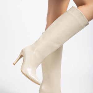 SYT-2004 Bej Mat Kırışık Rugan Günlük Bayan Çizme