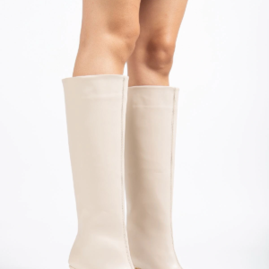 SYT-2025 Bej Kırışık Rugan Günlük Kadın Çizme