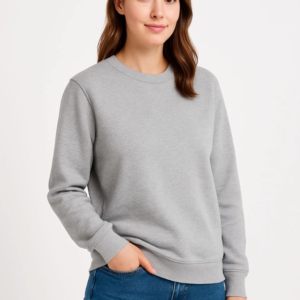 Üç İplik Düz Bisiklet Yaka SweatShirt - Gri
