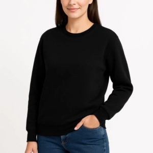 Üç İplik Düz Bisiklet Yaka SweatShirt  - Siyah