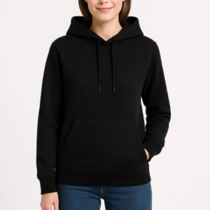 Üç İplik Kapüşonlu Kanguru Çepli SweatShirt Hoodie - Siyah