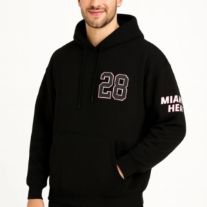 Üç İplik Kapüşonlu Ön Ve Arka Baskılı SweatShirt Hoodie - Siyah