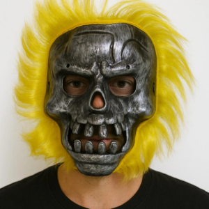 Wild Skull - Metal Kafatası Sarı Saçlı İskelet Maske