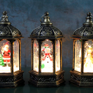 Yılbaşı Temalı Işıklı Kar Küresi Siyah Tasarım