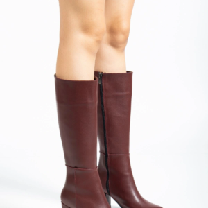 YSN-4422 Bordo Cilt Topuklu Kadın Çizme