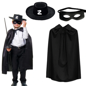 Zorro Pelerin Şapkası ve Maske Seti Çocuk Boy