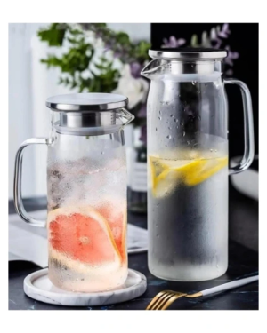 1500 ml Borosilikat Cam Su Sürahisi - Metal Kapaklı ve Isıya Dayanıklı