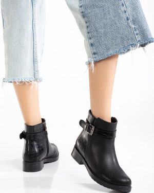 165-204/1 Siyaha Kroko Toka Aksesuarlı Fermuarlı Günlük Kadın Bot