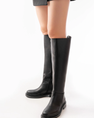 2024-3007 Siyah Fermuarlı Günlük Kadın Çizme