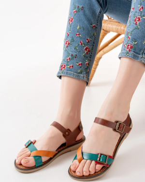 205-091 Multi Ortopedik Hakiki Deri Kadın Sandalet