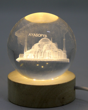 3D İstanbul Temalı Kristal Cam Küre Led Lamba Model 2