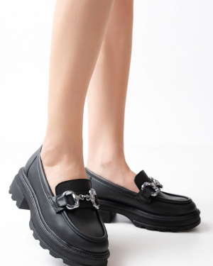 745-773 Siyah Günlük Yüksek Tabanlı Loafer Ayakkabı