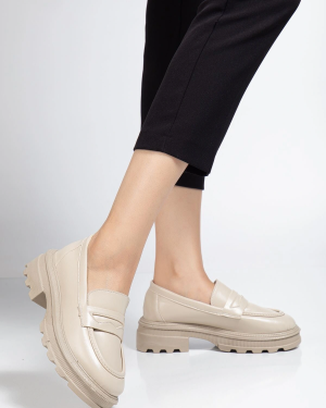 746-759 Bej Yanki Yüksek Tabanlı Loafer Ayakkabı