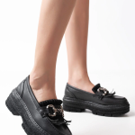 749-750 Siyah Tokalı Günlük Yüksek Tabanlı Loafer Ayakkabı